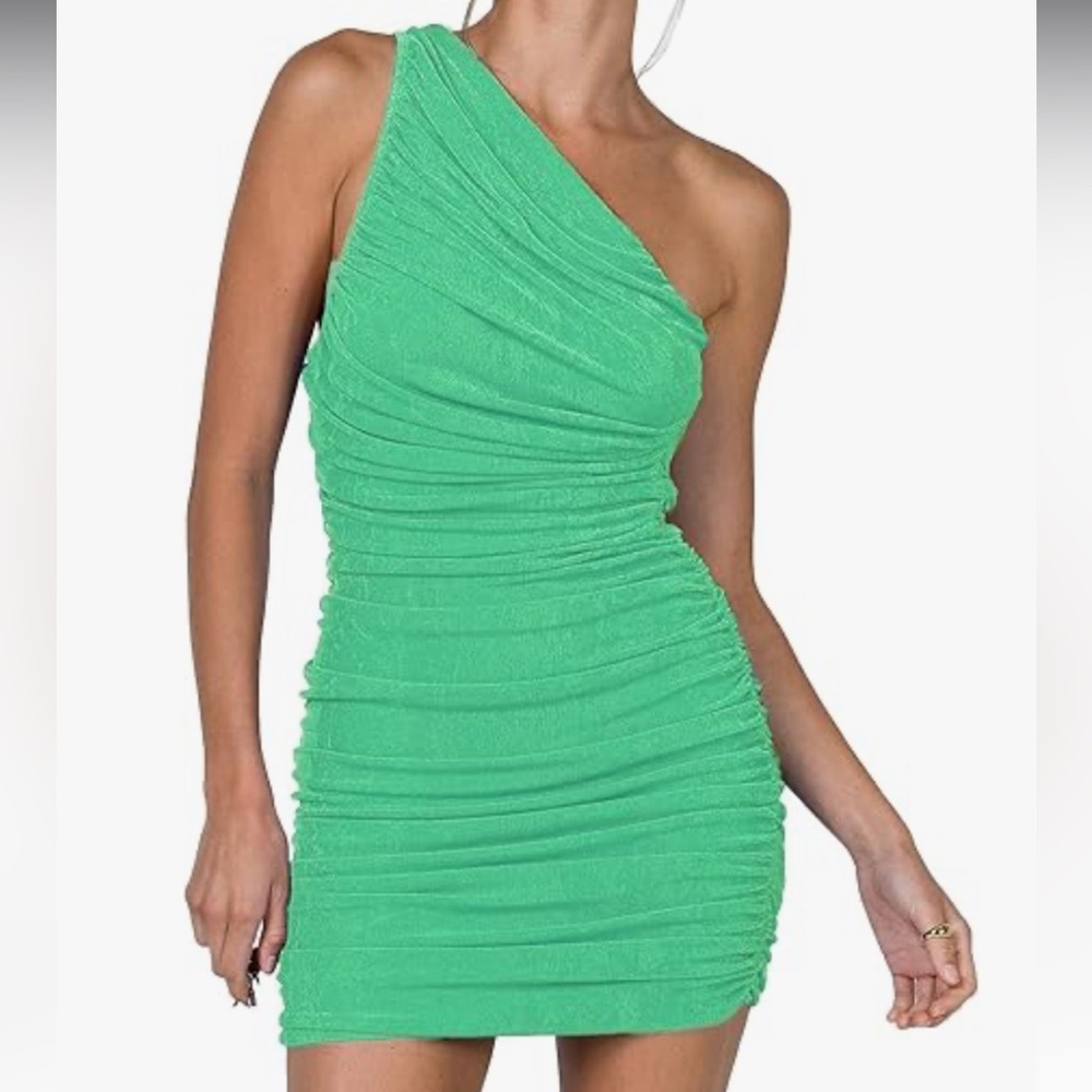 NWOT One-Shoulder Green Dress